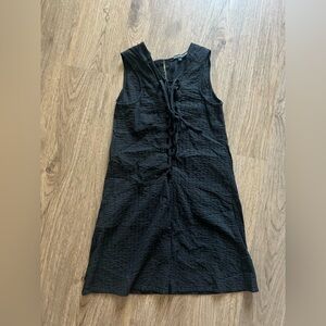 Walter Baker Black Textured Mini Dress | Sleeveless Lace-Up Front | Size 2